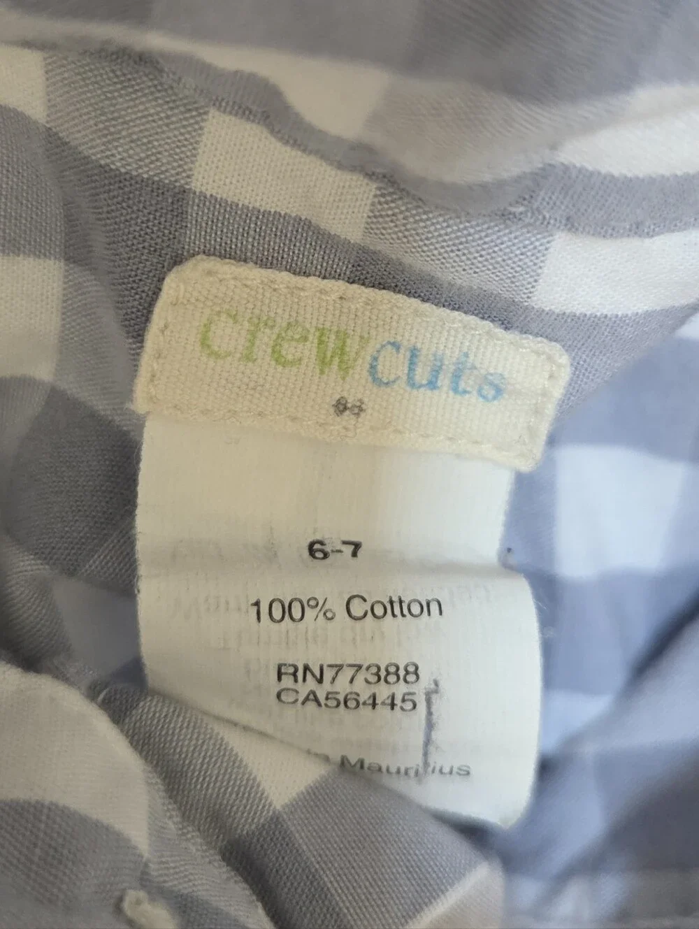 Crewcuts Kids Blue and White Gingham Button-Down Shirt Size 6-7